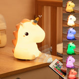 Lampe led licorne en Silicone pour enfants, Rechargeable par USB