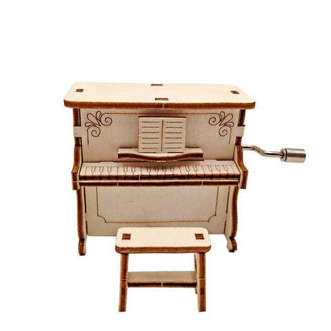 Boîte à musique à manivelle en bois sculpté et gravé avec dessin -  Référence de cette boîte à musique en bois: BOITE-HS001-ZELDA
